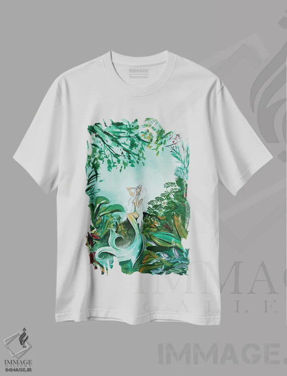 تیشرت سفید طرح دار پری دریایی جنگلی، تزئینی اثر کارلی پرولد | immage.ir