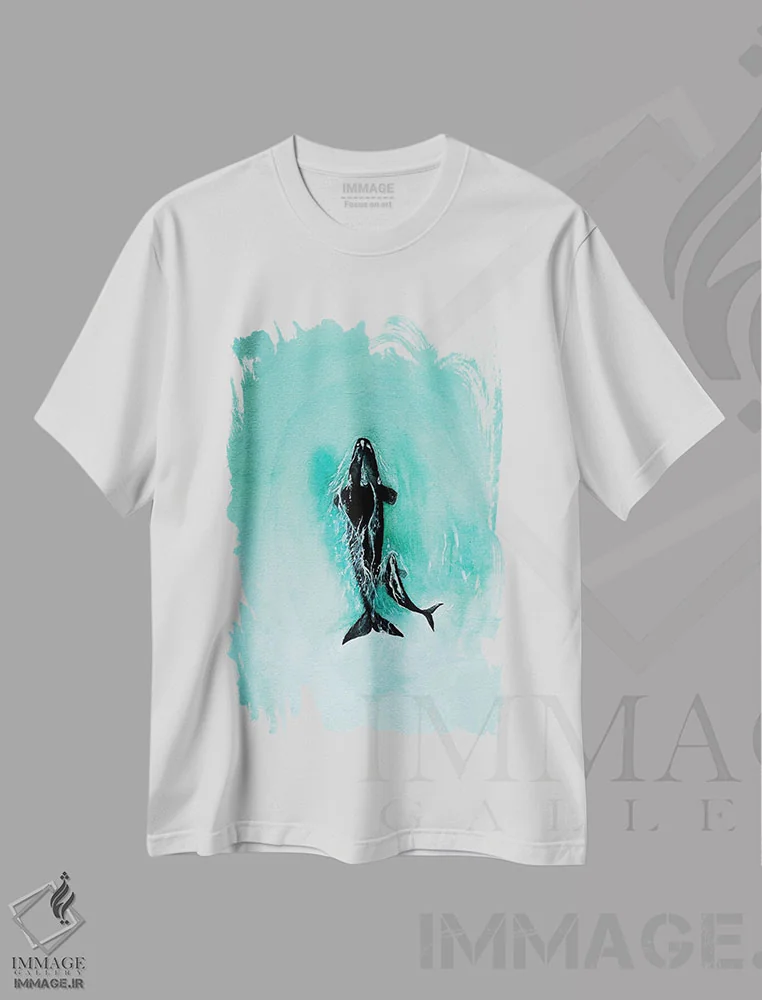 تیشرت سفید طرح دار نهنگ های جنوبی رایت، تزئینی اثر کارلی پرولد | immage.ir