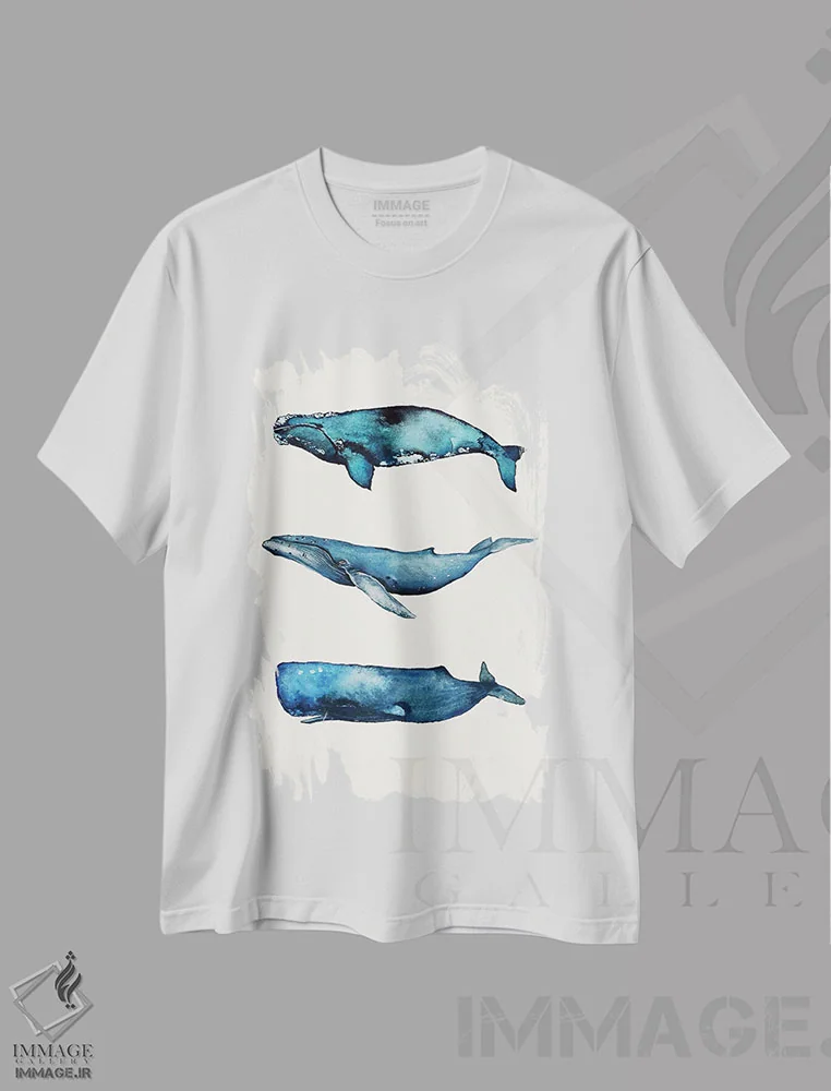 تیشرت سفید طرح دار مجموعه نهنگ ها، تزئینی اثر کارلی پرولد | immage.ir