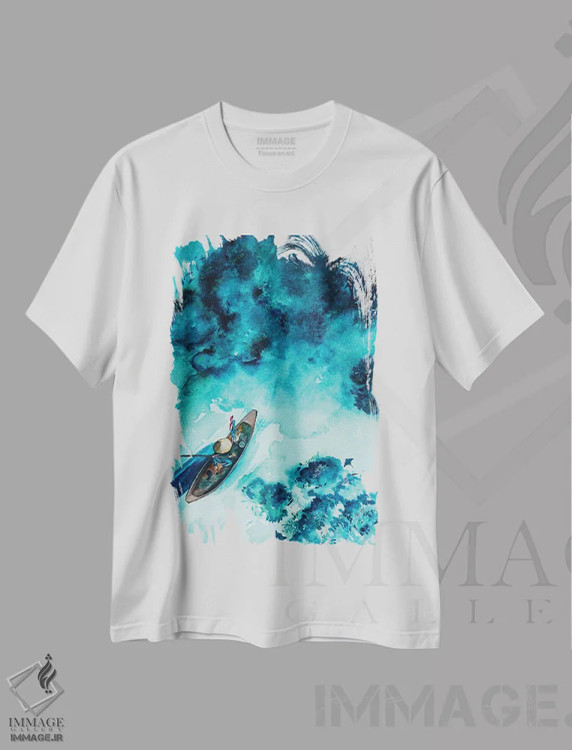 تیشرت سفید طرح دار صخره مرجانی، دکور ساحلی اثر کارلی پرولد | immage.ir