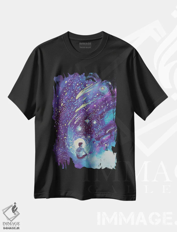 تیشرت مشکی طرح دار رؤیابین، تزئینی اثر کارلی پرولد | فروشگاه ایماژ