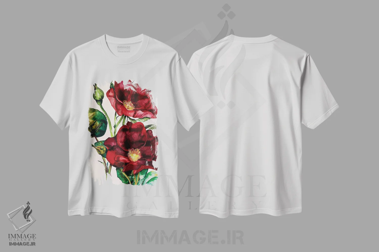تیشرت سفید طرح دار رزهای وحشی، تزئینی اثر کارلی پرولد | فروشگاه ایماژ
