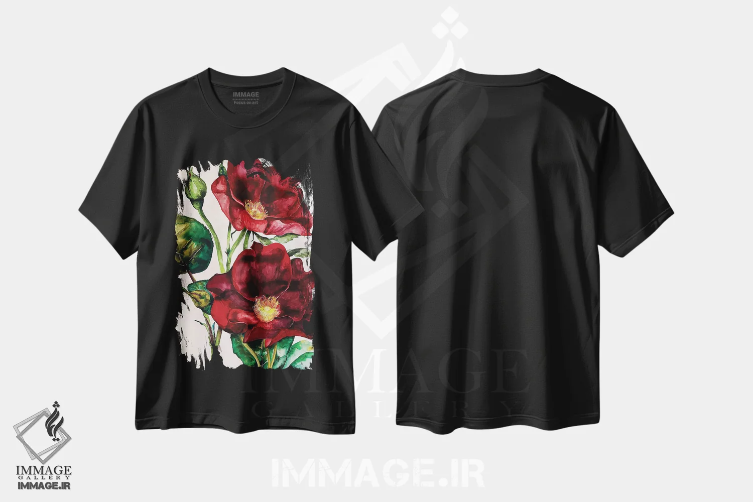تیشرت مشکی طرح دار رزهای وحشی، تزئینی اثر کارلی پرولد | immage.ir