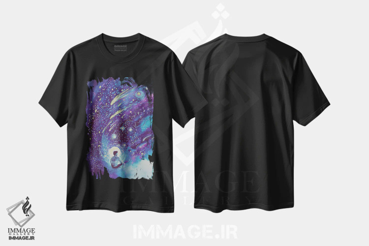 تیشرت مشکی طرح دار رؤیابین، تزئینی اثر کارلی پرولد | فروشگاه ایماژ