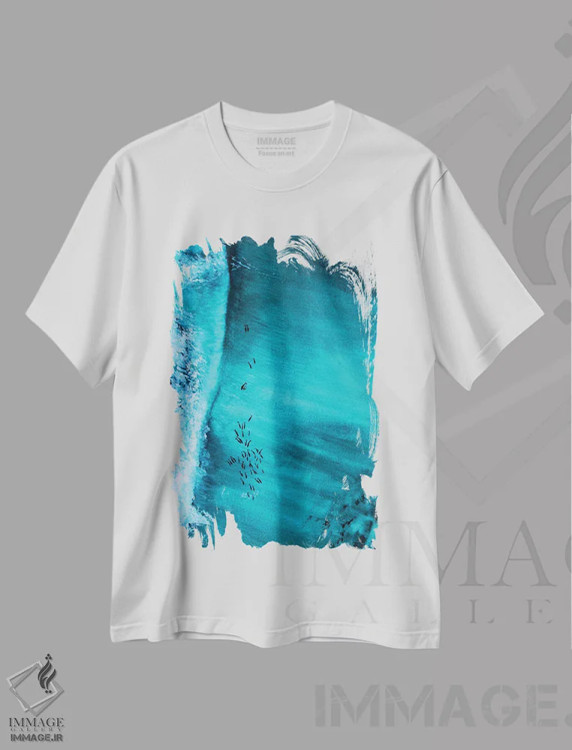 تیشرت سفید طرح دار دلفین های سوار بر موج، دکور ساحلی اثر کارلی پرولد | immage.ir