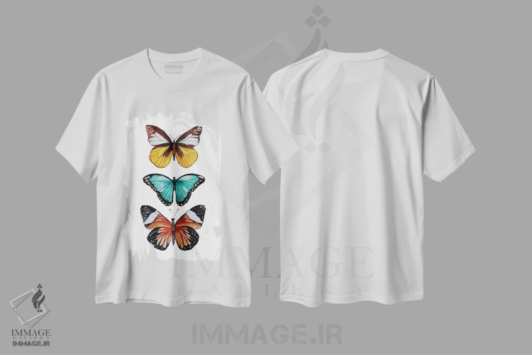 تیشرت سفید طرح دار مجموعه پروانه ها، تزئینی اثر کارلی پرولد | immage.ir