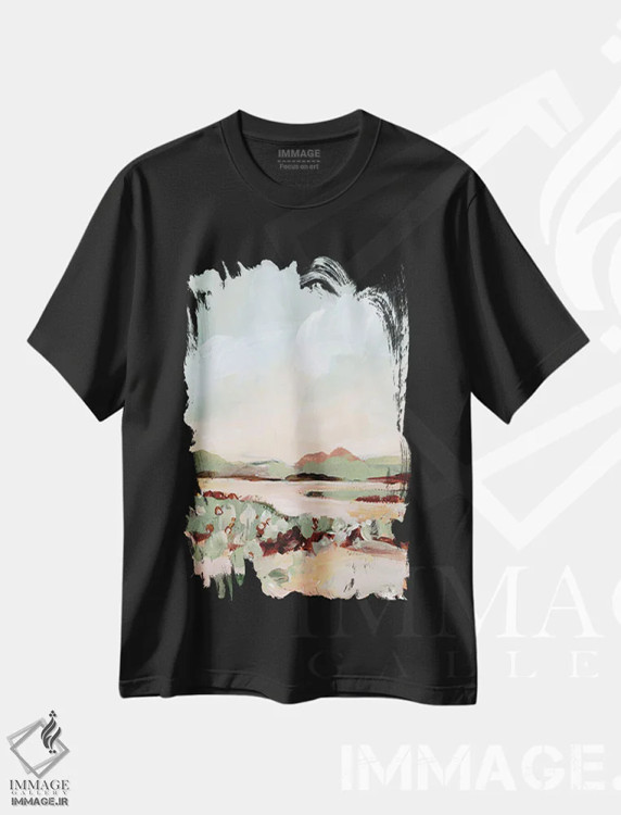 تیشرت مشکی طرح دار چمنزار پاییزی، دکور روستایی اثر کاترینا پیت | فروشگاه ایماژ