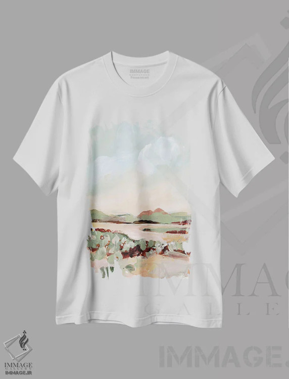 تیشرت سفید طرح دار چمنزار پاییزی، دکور روستایی اثر کاترینا پیت | immage.ir