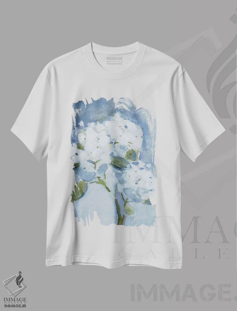 تیشرت سفید طرح دار هورتانسیا شیک، تزئینی اثر کاترینا پیت | immage.ir