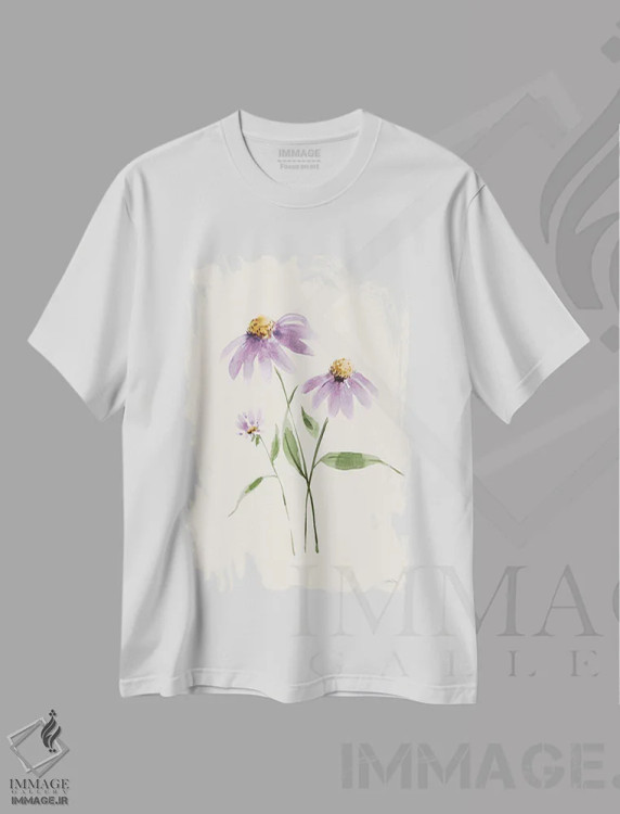 تیشرت سفید طرح دار شکوفه های وحشی I، مدیوم اثر کاترینا پیت | فروشگاه ایماژ