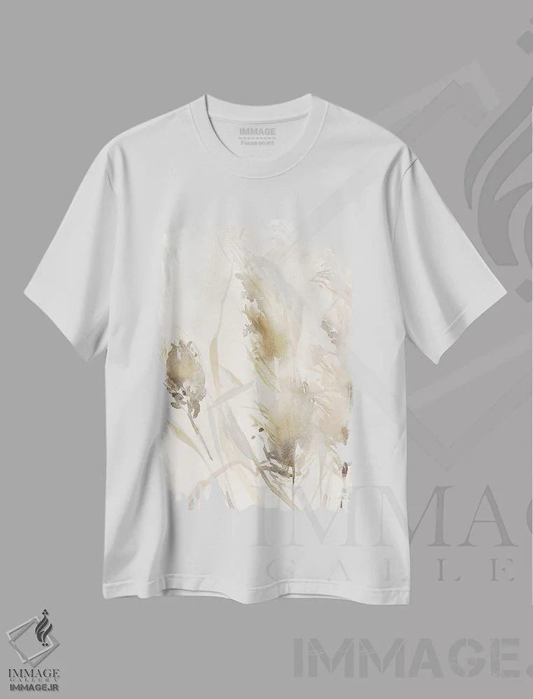 تیشرت سفید طرح دار علف های پامپاس روشن III، دکور روستایی اثر کاترینا پیت | immage.ir