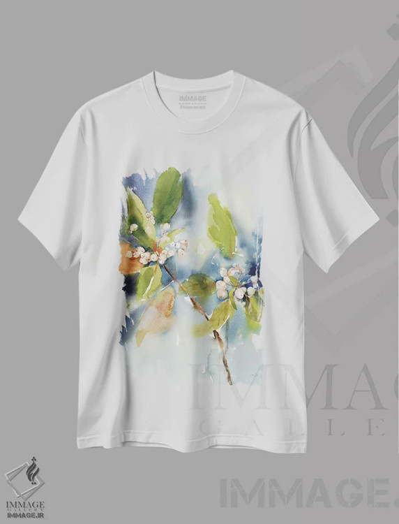 تیشرت سفید طرح دار توت های زمستانی، مدیوم اثر کاترینا پیت | فروشگاه ایماژ