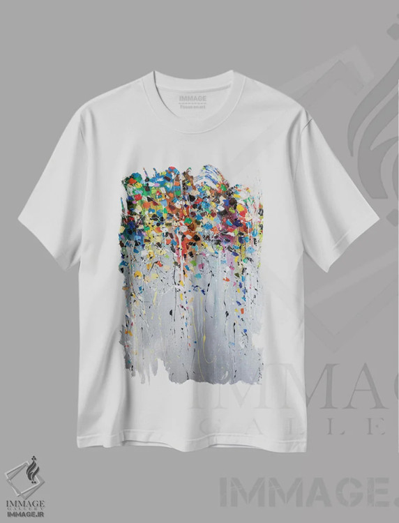 تیشرت سفید طرح دار لحظه قبل از باران اثر کوپتسووا آرت | immage.ir