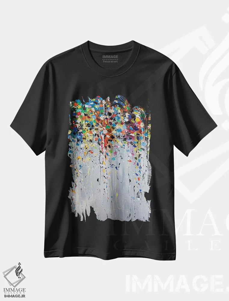 تیشرت مشکی طرح دار لحظه قبل از باران اثر کوپتسووا آرت | فروشگاه ایماژ