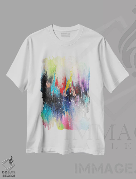 تیشرت سفید طرح دار سراب نئونی اثر کوپتسووا آرت | فروشگاه ایماژ