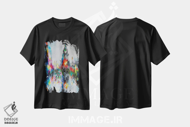 تیشرت مشکی طرح دار باران لندن، آبستره اثر کوپتسووا آرت | immage.ir