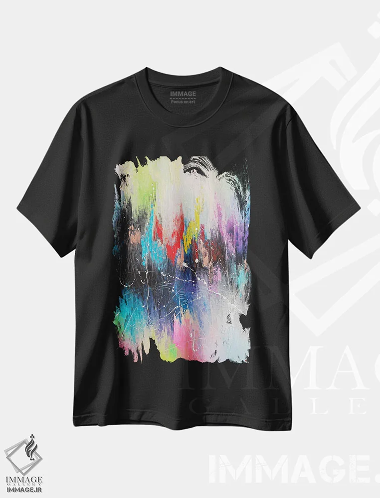 تیشرت مشکی طرح دار سراب نئونی اثر کوپتسووا آرت | immage.ir