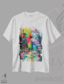 تیشرت سفید طرح دار خیابان آفتابی، آبستره اثر کوپتسووا آرت | فروشگاه ایماژ