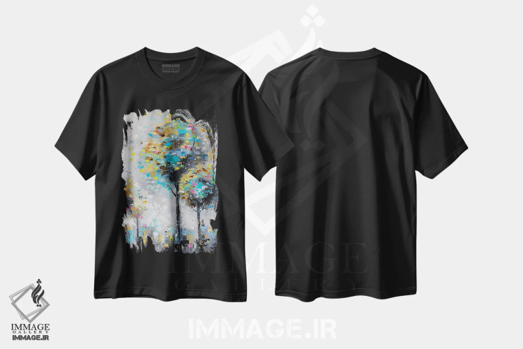 تیشرت مشکی طرح دار سه درخت، آبستره اثر کوپتسووا آرت | immage.ir