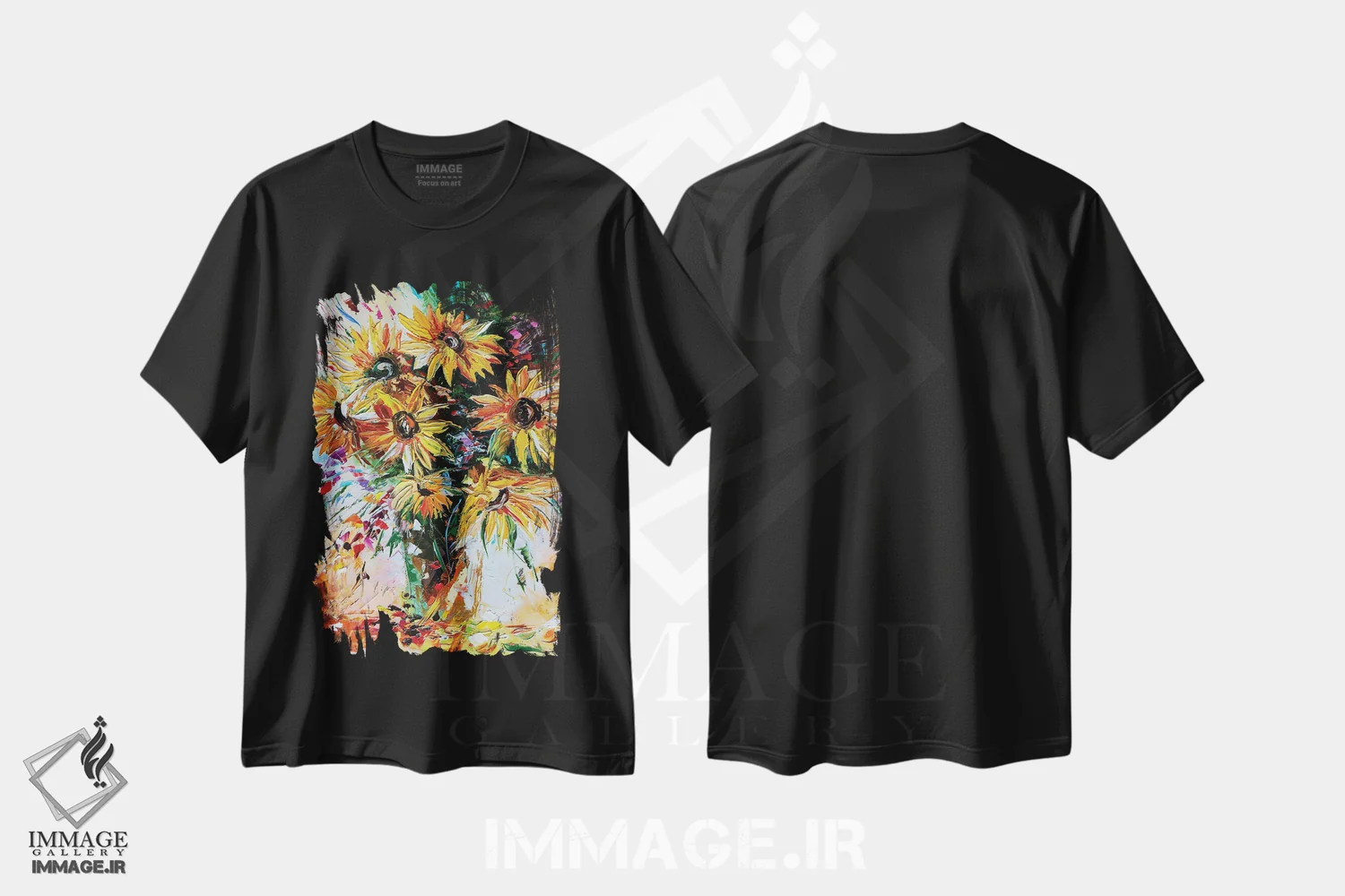 تیشرت مشکی طرح دار دسته گل پاییزی، دکور معاصر اثر کوپتسووا آرت | فروشگاه ایماژ