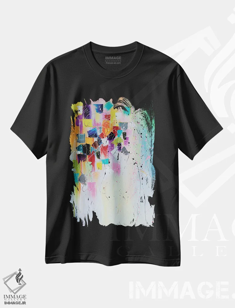تیشرت مشکی طرح دار قلمرو رنگ اثر کوپتسووا آرت | فروشگاه ایماژ