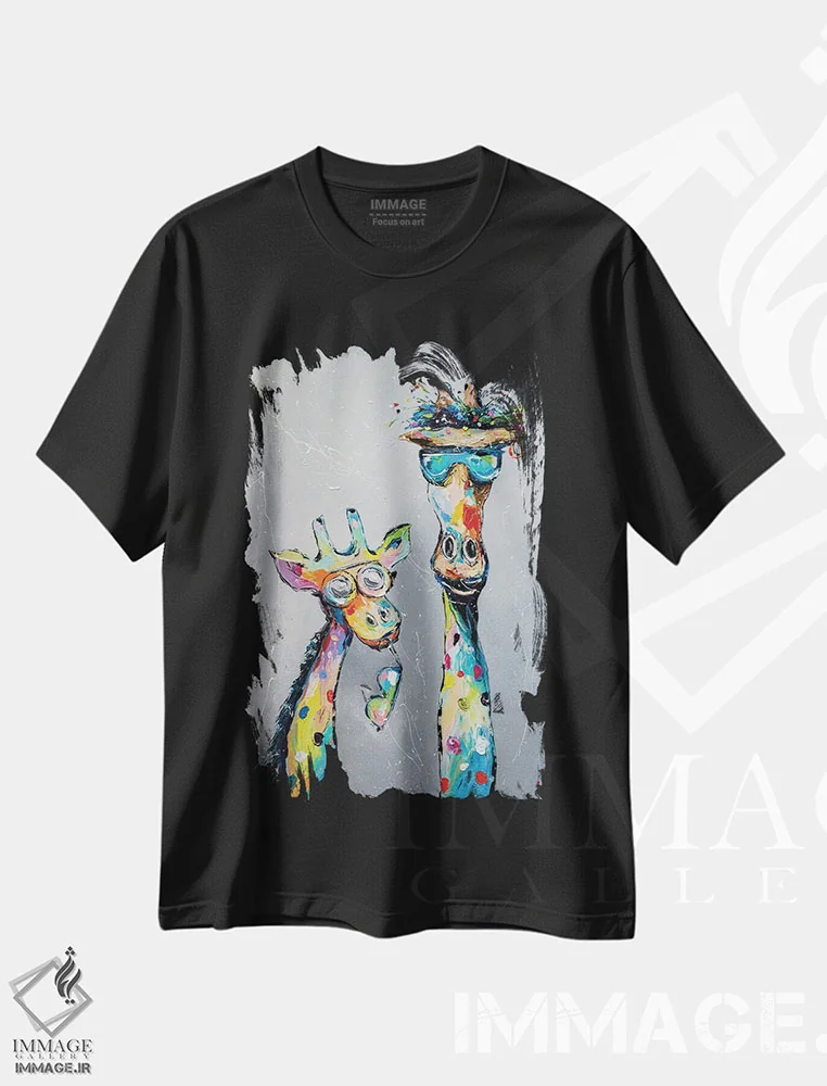 تیشرت مشکی طرح دار ما عاشق عینک آفتابی هستیم، دکور معاصر اثر کوپتسووا آرت | immage.ir
