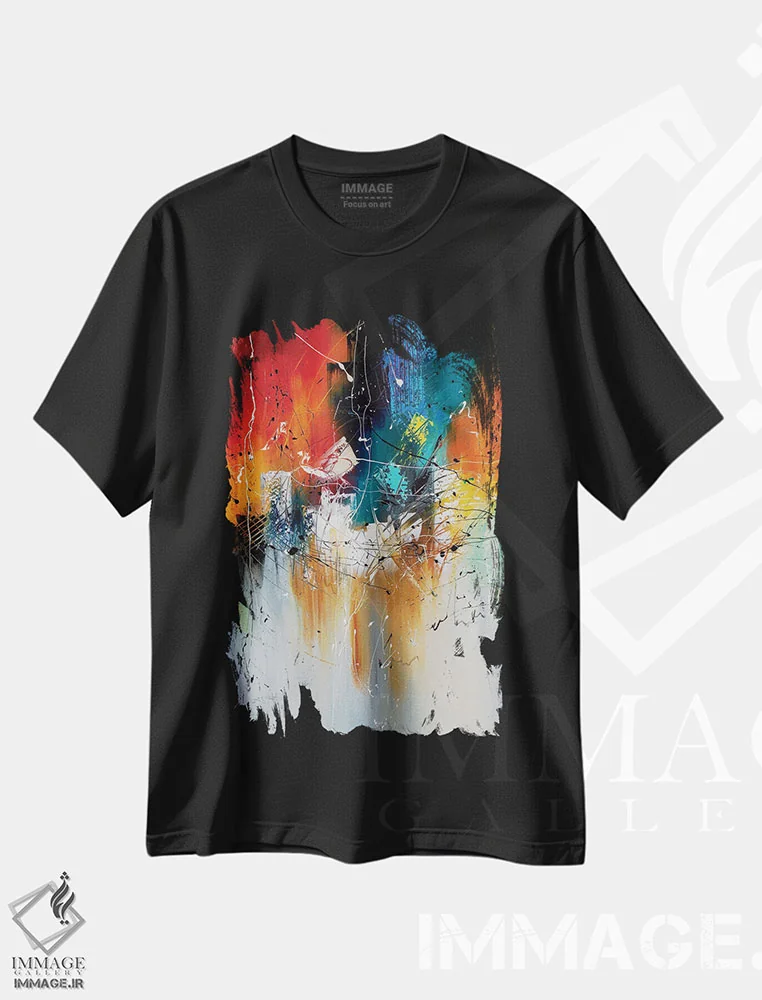 تیشرت مشکی طرح دار شهر در غروب سرخ رنگ اثر کوپتسووا آرت | فروشگاه ایماژ