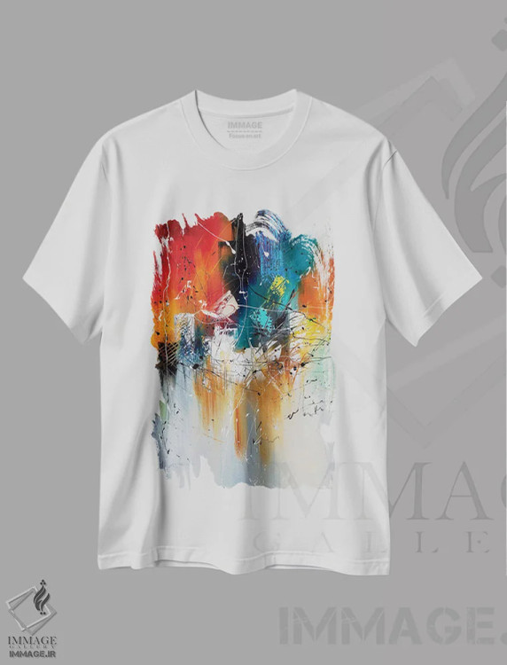 تیشرت سفید طرح دار شهر در غروب سرخ رنگ اثر کوپتسووا آرت | immage.ir