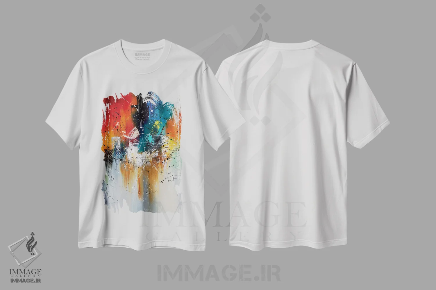 تیشرت سفید طرح دار شهر در غروب سرخ رنگ اثر کوپتسووا آرت | immage.ir