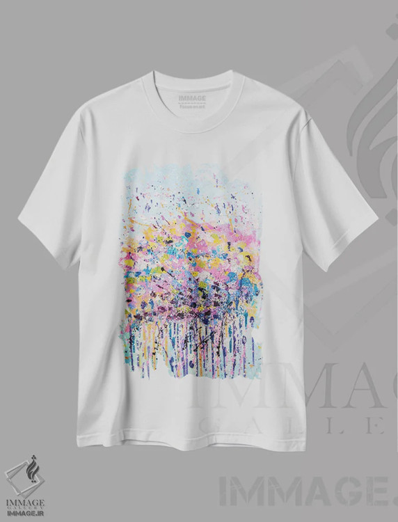 تیشرت سفید طرح دار ابر نهم، آبستره اثر کوپتسووا آرت | immage.ir
