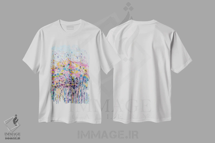 تیشرت سفید طرح دار ابر نهم، آبستره اثر کوپتسووا آرت | immage.ir