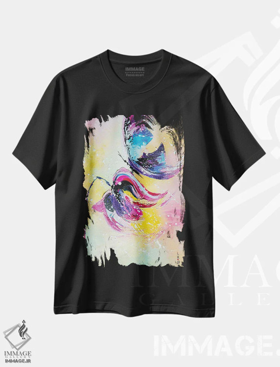 تیشرت مشکی طرح دار پروانه آبی، دکور معاصر اثر کوپتسووا آرت | immage.ir