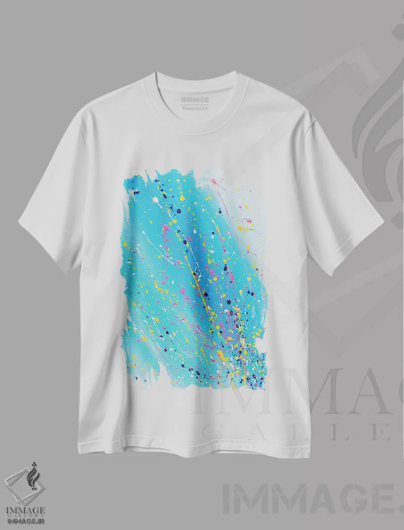 تیشرت سفید طرح دار پاشش های شادی اثر کوپتسووا آرت | immage.ir