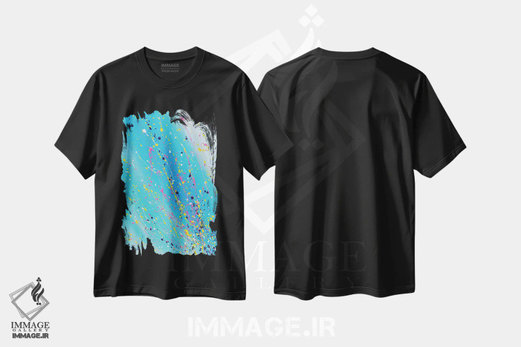 تیشرت مشکی طرح دار پاشش های شادی اثر کوپتسووا آرت | فروشگاه ایماژ