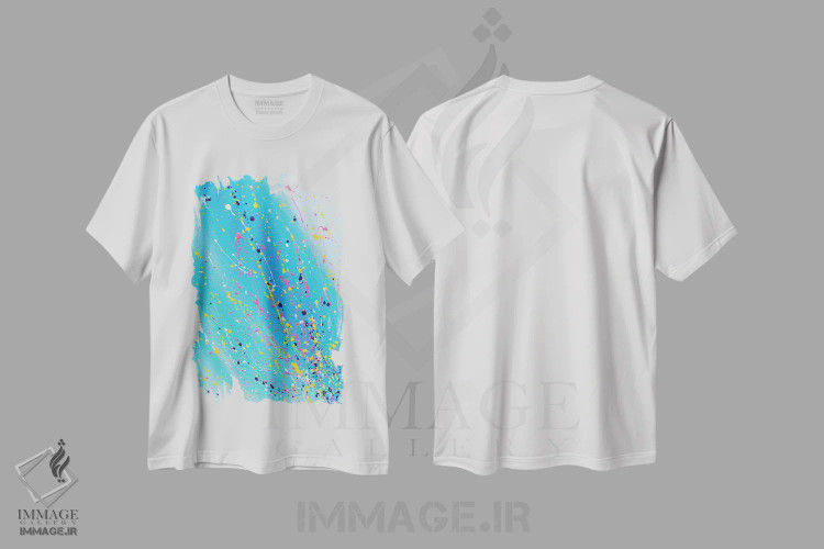 تیشرت سفید طرح دار پاشش های شادی اثر کوپتسووا آرت | immage.ir