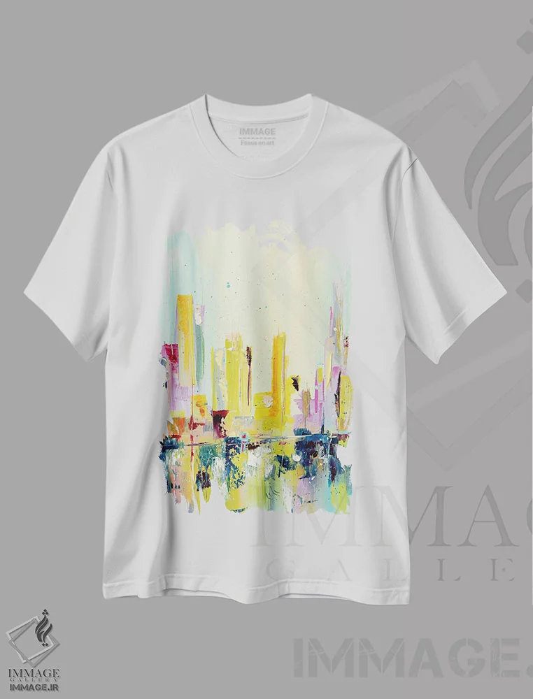 تیشرت سفید طرح دار پایان تابستان، آبستره اثر کوپتسووا آرت | immage.ir