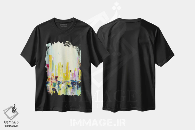 تیشرت مشکی طرح دار پایان تابستان، آبستره اثر کوپتسووا آرت | فروشگاه ایماژ