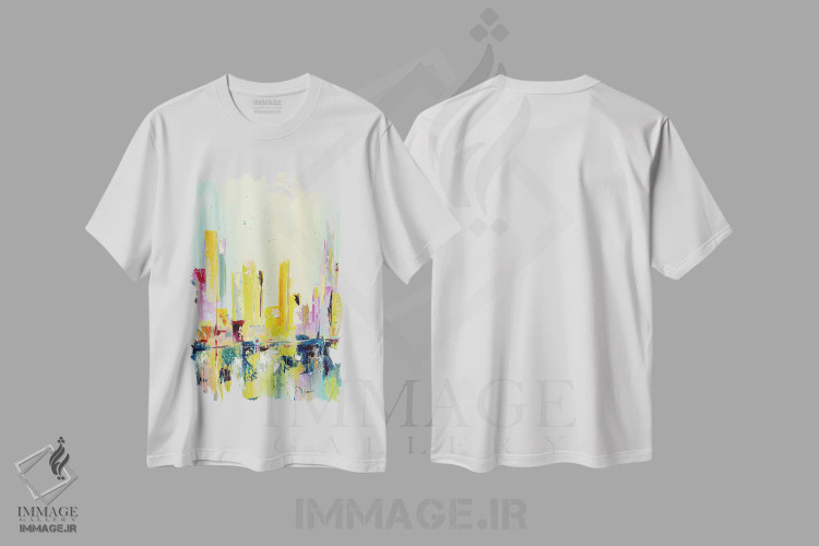 تیشرت سفید طرح دار پایان تابستان، آبستره اثر کوپتسووا آرت | immage.ir
