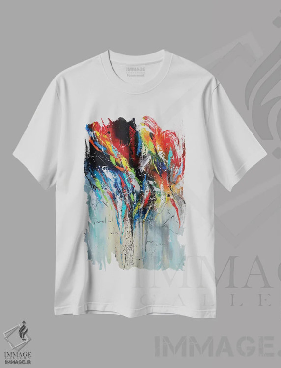 تیشرت سفید طرح دار آتش فروزان اثر کوپتسووا آرت | فروشگاه ایماژ