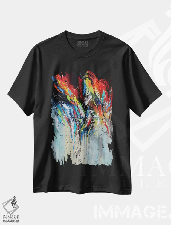 تیشرت مشکی طرح دار آتش فروزان اثر کوپتسووا آرت | immage.ir