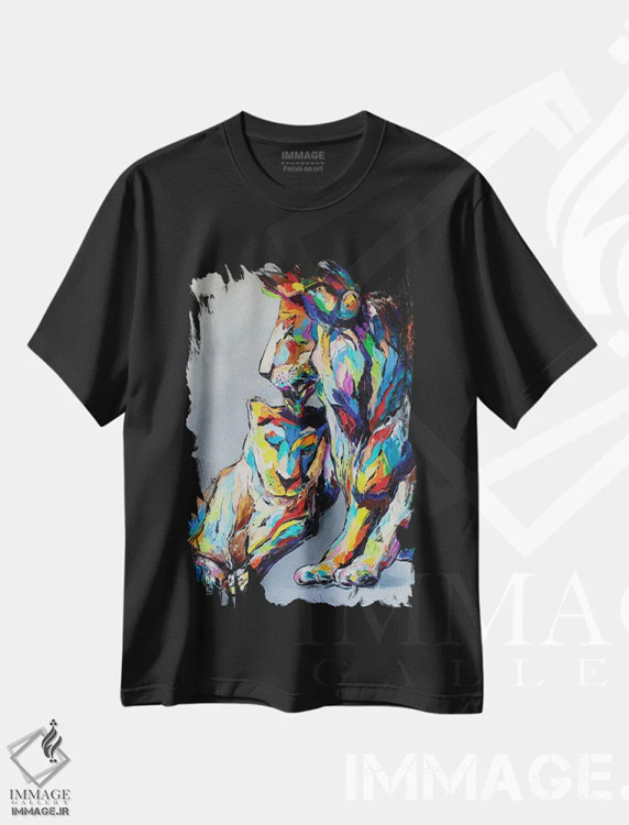 تیشرت مشکی طرح دار عشق شیر، دکور معاصر اثر کوپتسووا آرت | immage.ir