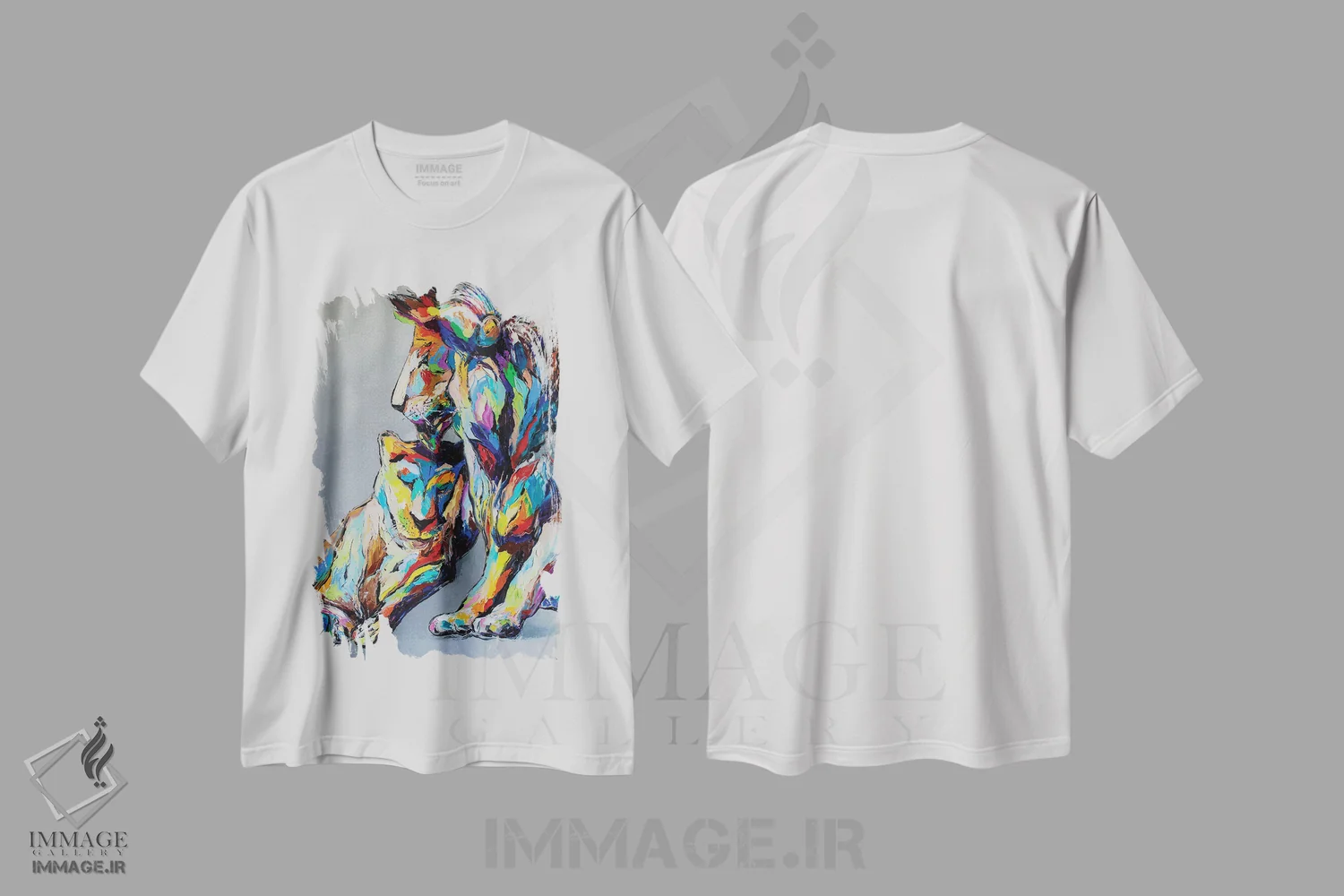 تیشرت سفید طرح دار عشق شیر، دکور معاصر اثر کوپتسووا آرت | فروشگاه ایماژ