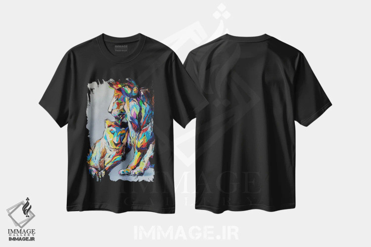 تیشرت مشکی طرح دار عشق شیر، دکور معاصر اثر کوپتسووا آرت | immage.ir