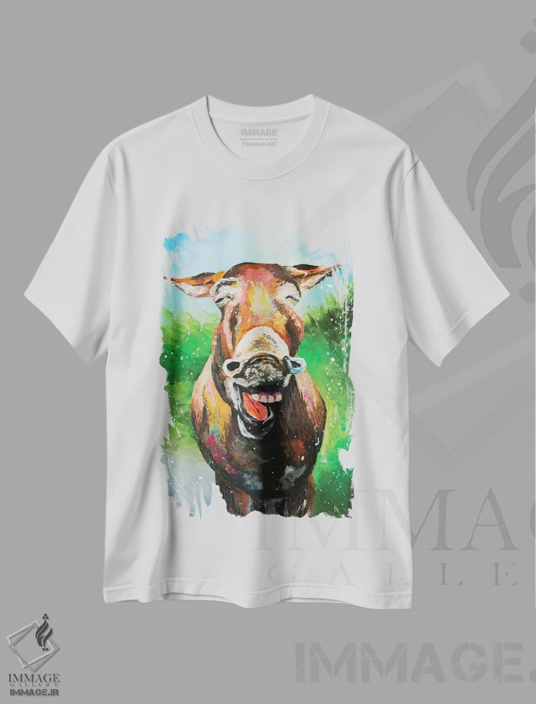 تیشرت سفید طرح دار آیا حیوانات لبخند می زنند؟، دکور معاصر اثر کوپتسووا آرت | فروشگاه ایماژ