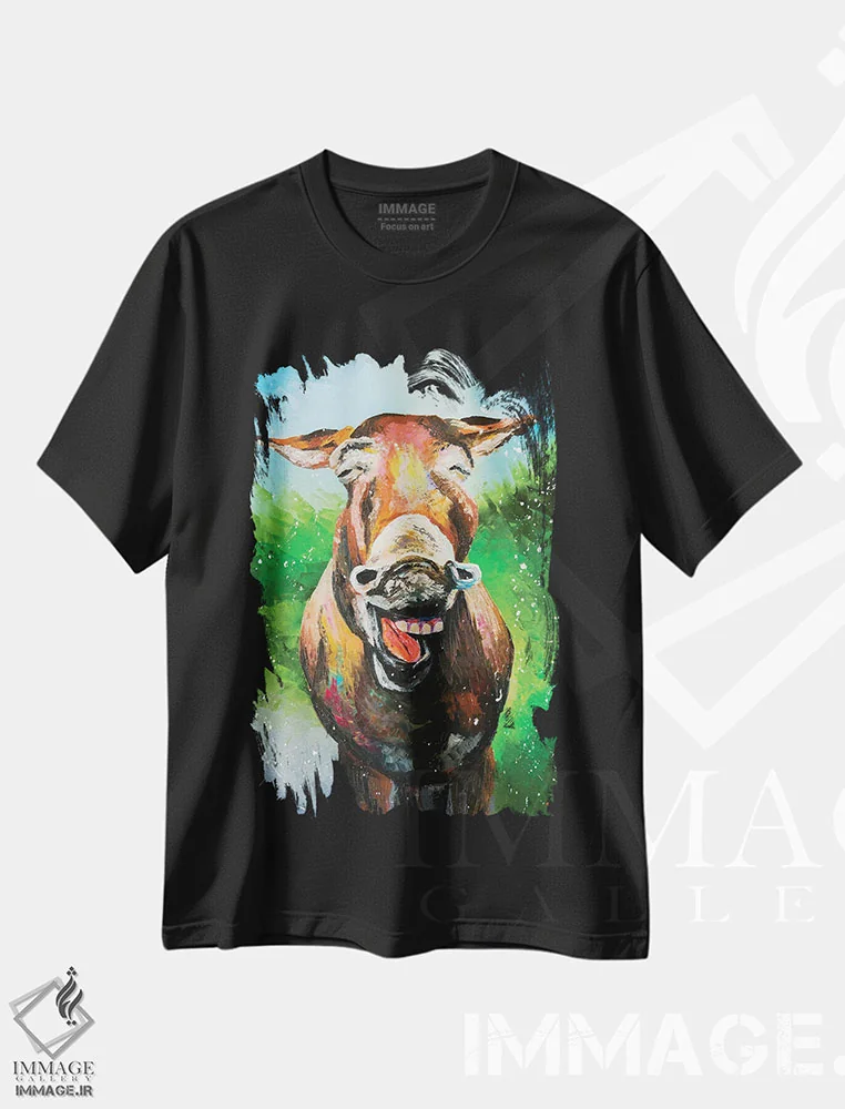 تیشرت مشکی طرح دار آیا حیوانات لبخند می زنند؟، دکور معاصر اثر کوپتسووا آرت | immage.ir