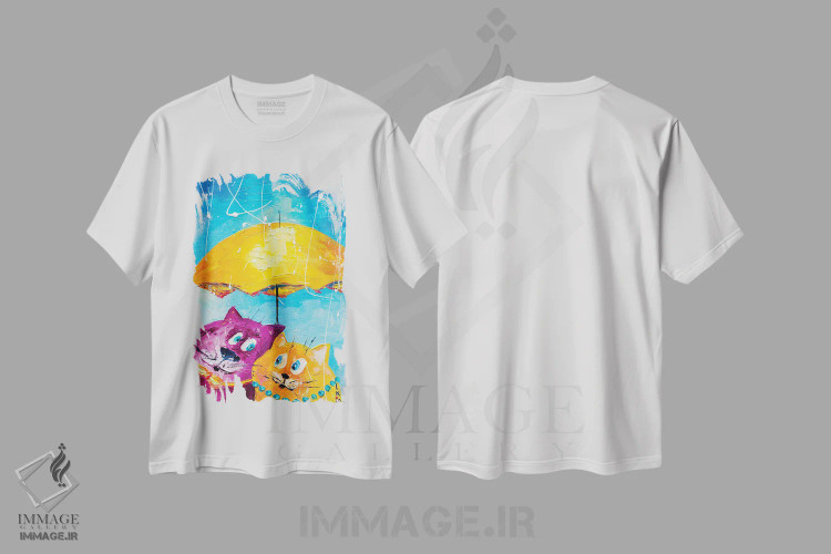 تیشرت سفید طرح دار بگذار باران ببارد، هنر فاخر معاصر اثر کوپتسووا آرت | immage.ir