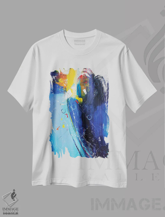 تیشرت سفید طرح دار سمفونی صخره های دریایی اثر کوپتسووا آرت | فروشگاه ایماژ