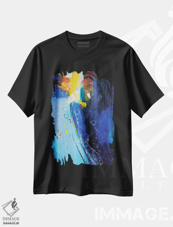 تیشرت مشکی طرح دار سمفونی صخره های دریایی اثر کوپتسووا آرت | immage.ir