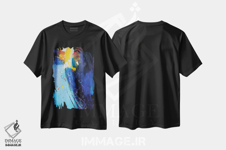تیشرت مشکی طرح دار سمفونی صخره های دریایی اثر کوپتسووا آرت | immage.ir
