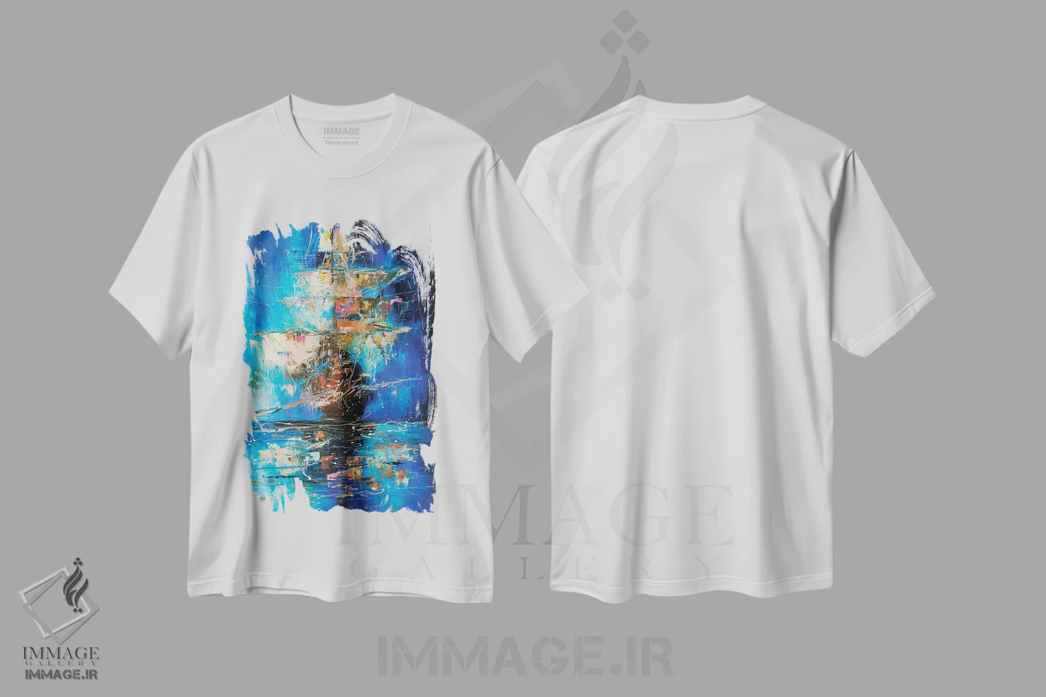 تیشرت سفید طرح دار کشتی ارواح ۲، آبستره اثر کوپتسووا آرت | فروشگاه ایماژ